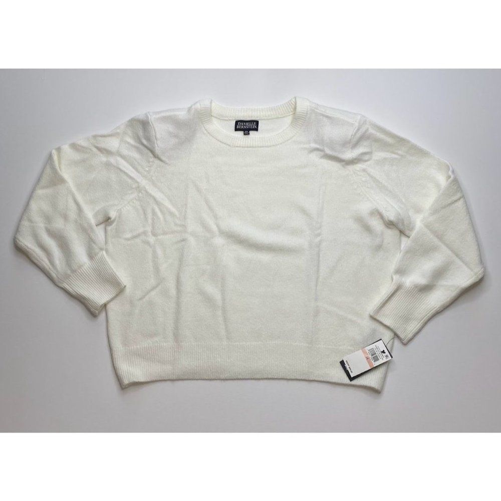 Danielle‎ Bernstein Sweater Top  White Stretchy Cozy Crewneck 2X  NEW